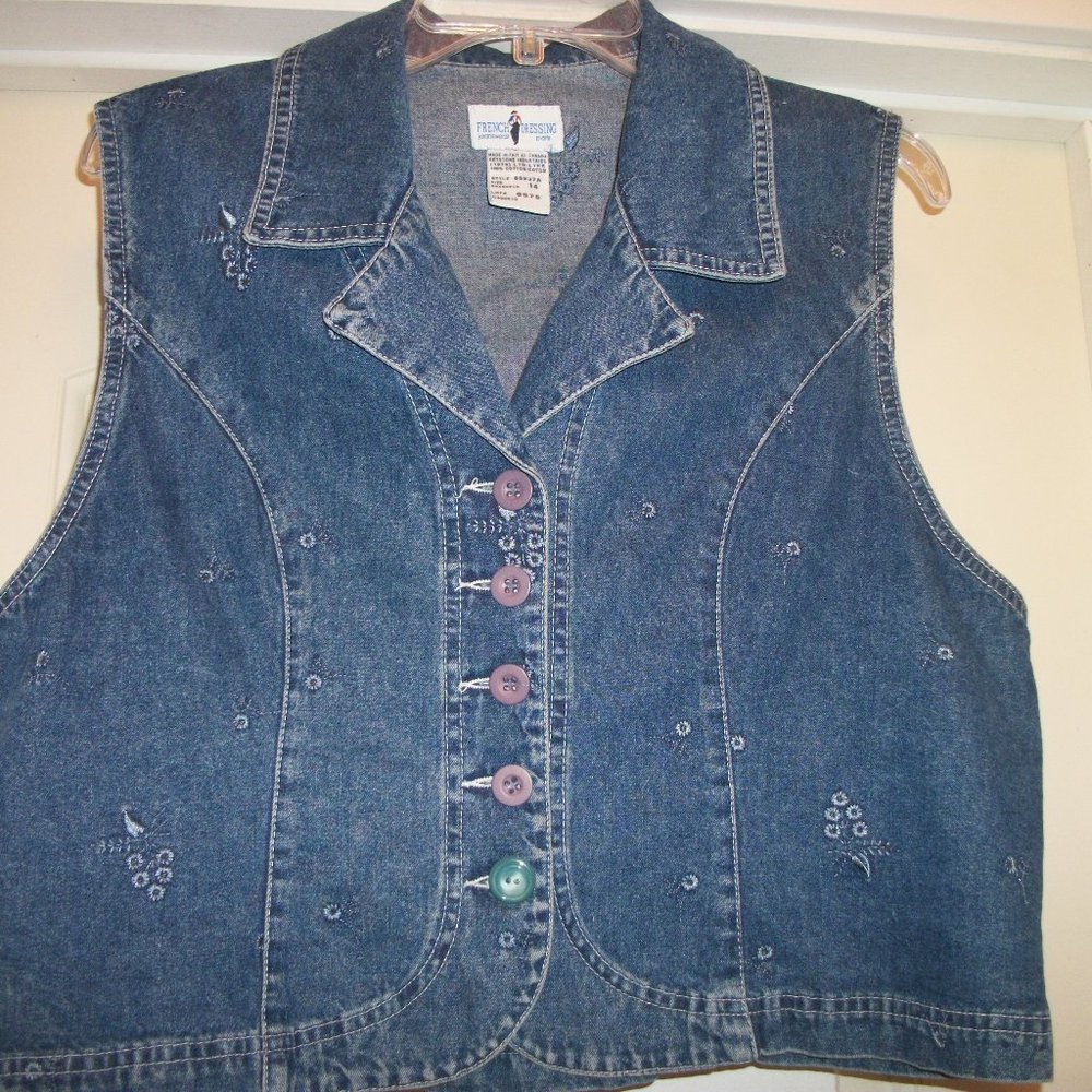 FRENCH GIRL DRESSING DENIM EMBROIDERY JEAN VEST 14